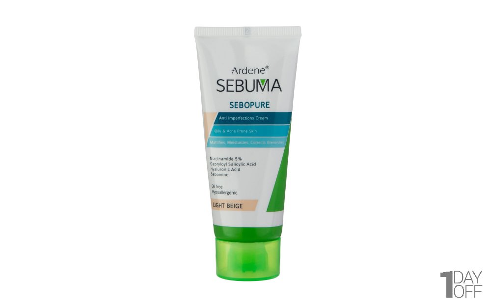 کرم مرطوب‌کننده رنگی ضدجوش آردن مدل SEBUMA LIGHT BEIGE مقدار 30 میلی‌لیتر