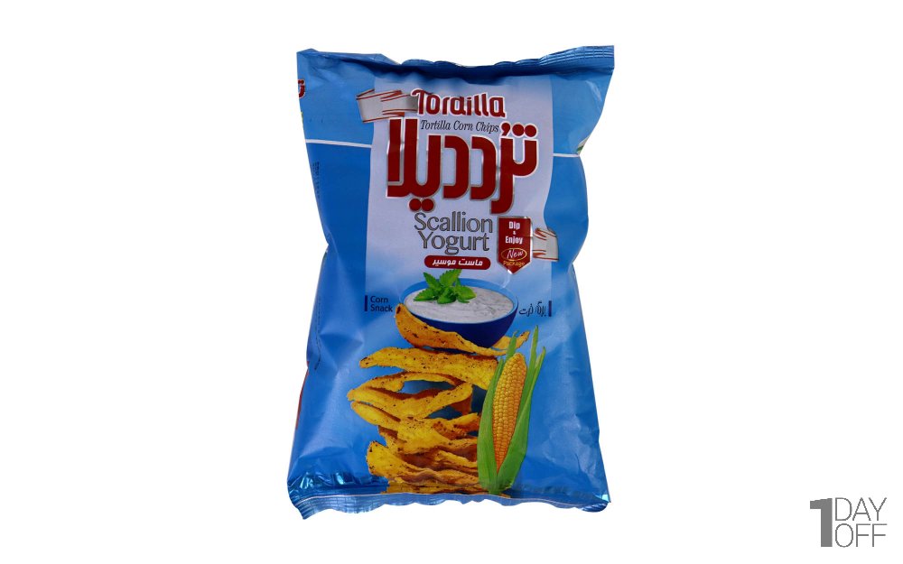 چیپس ذرت با طعم ماست موسیر ترددیلا مقدار 100 گرم
