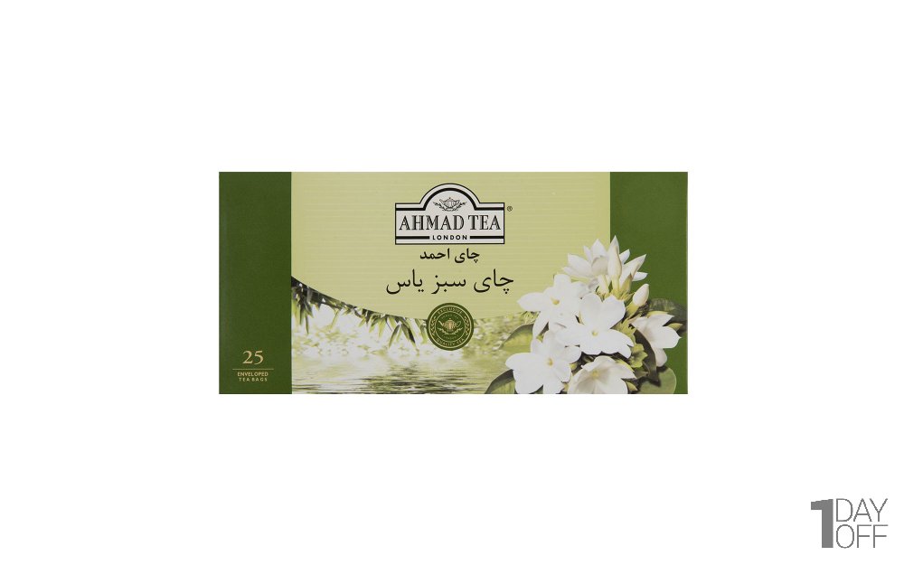 چای سبز کیسه‌ای با طعم گل یاس احمد بسته 25 عددی