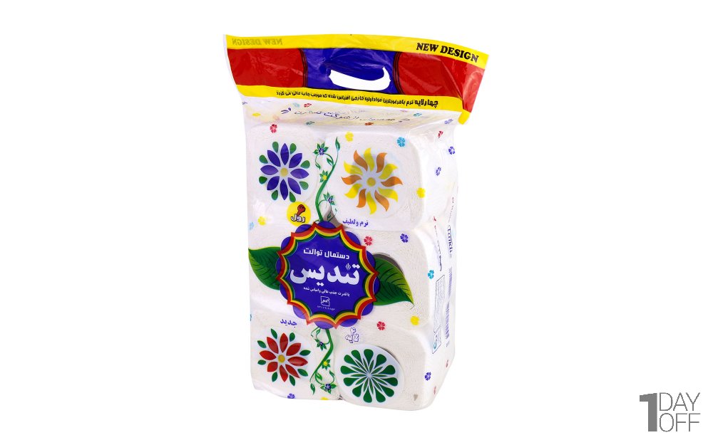 دستمال توالت چهارلایه تندیس بسته 6 رول