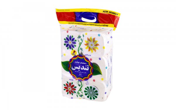 دستمال توالت چهارلایه تندیس بسته 6 رول