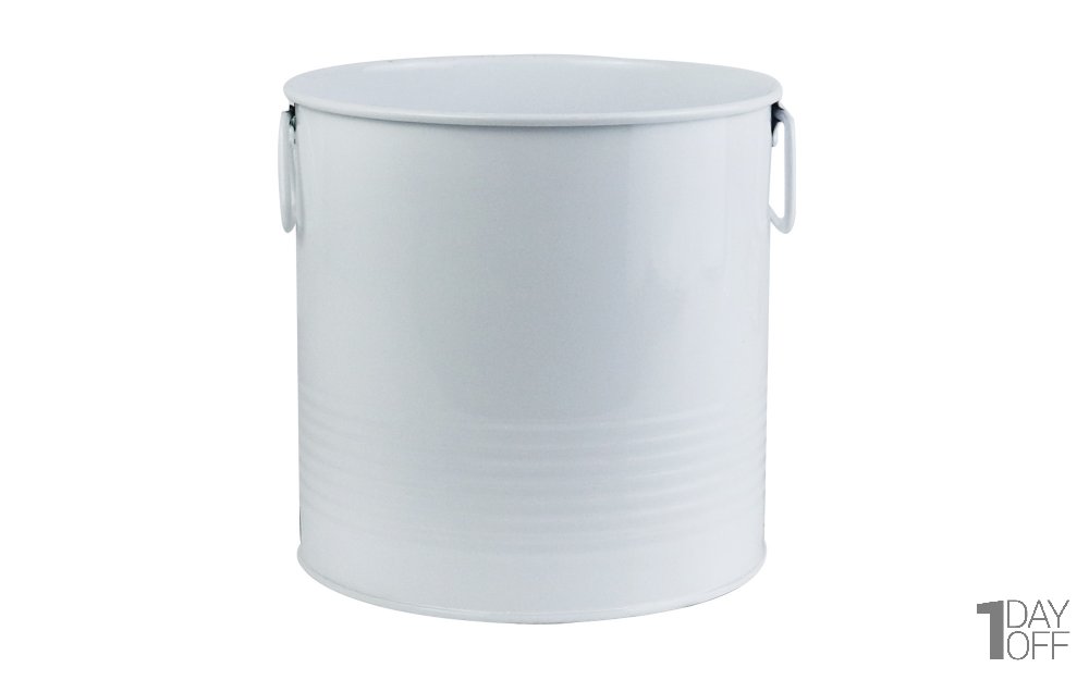  گلدان فلزی دسته‌ فلزی لاین ابعاد 19x19x18 سانتی‌متر رنگ سفید 