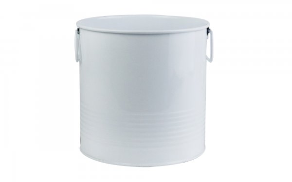  گلدان فلزی دسته‌ فلزی لاین ابعاد 19x19x18 سانتی‌متر رنگ سفید 